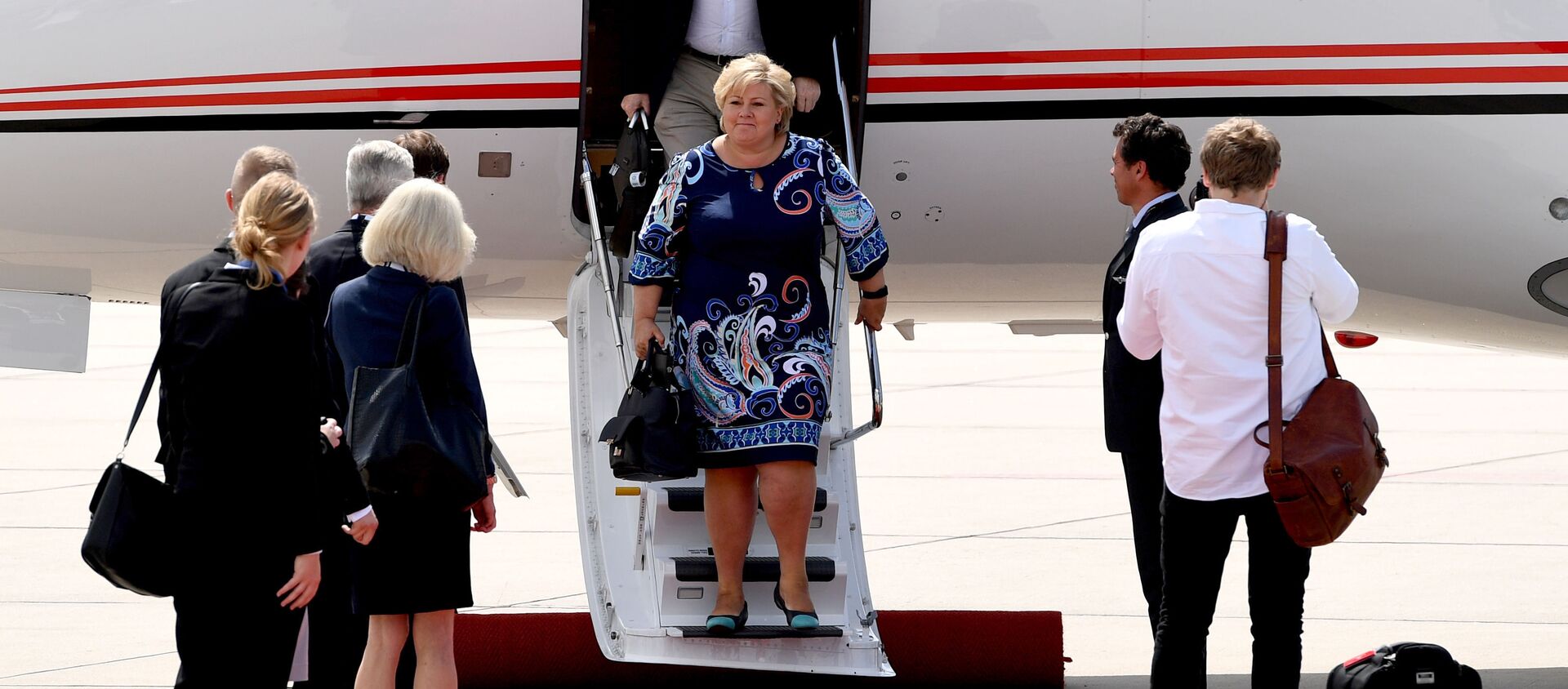 قمة مجموعة العشرين - رئيسة وزراء النرويج إرنا سولبرغ في هامبورغ، ألمانيا 6 يوليو/ تموز 2017 - سبوتنيك عربي, 1920, 10.04.2021