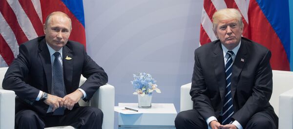 قمة مجموعة العشرين في هامبورغ، ألمانيا - الرئيس الروسي فلاديمير بوتين يلتقي بالرئيس الأمريكي دونالد ترامب، 7 يوليو/ تموز 2017 - سبوتنيك عربي