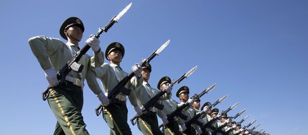 الجيش الصيني خلال تدريب للاحتفال بذكرى السبعين للانتصار على الفاشية  - سبوتنيك عربي