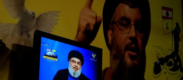 الأمين العام لـحزب الله حسن نصرالله خلال خطابه - سبوتنيك عربي