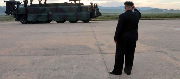 إطلاق صاروخ من طراز هواسونغ-12 (Hwasong-12)، كوريا الشمالية، 16 سبتمبر/ أيلول 2017 - سبوتنيك عربي