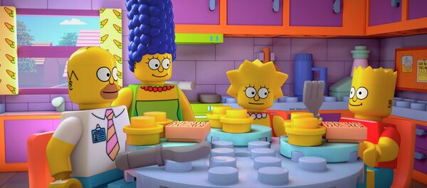 This image released by FOX shows characters from the animated series, The Simpsons, from left, Homer, Marge, Lisa and Bart, as Lego figures This image released by FOX shows characters from the animated series, The Simpsons, from left, Homer, Marge, Lisa and Bart, as Lego figures - سبوتنيك عربي