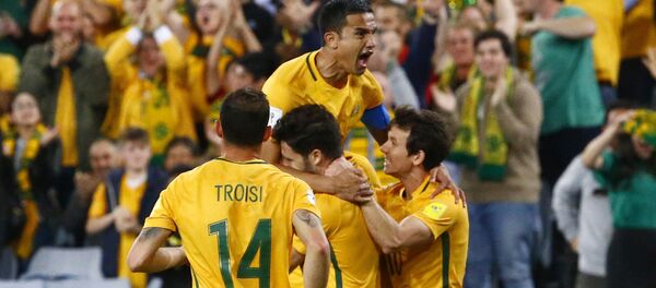 كاهيل لدى تسجيله الهدف الثاني اامنتخب الأسترالي - سبوتنيك عربي