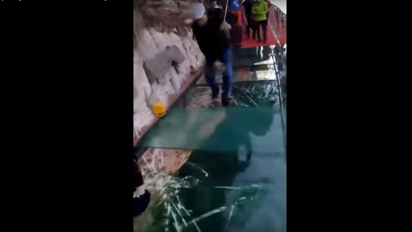 هلع مرشد سياحي بسبب شروخ في جسر زجاجي - سبوتنيك عربي