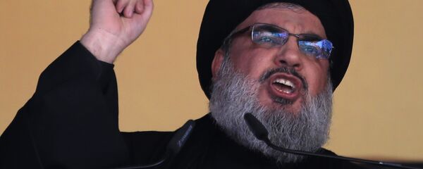 الأمين العام لـحزب الله حسن نصرالله خلال خطابه في بيروت، لبنان - سبوتنيك عربي