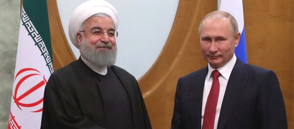 الرئيس فلاديمير بوتين خلال اللقاء مع الرئيس الإيراني حسن روحاني في سوتشي، 22 نوفمبر/ تشرين الثاني 2017 - سبوتنيك عربي