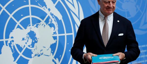 المبعوث الأممي للأزمة السورية، ستيفان دي ميستورا في جنيف، سويسرا 30 نوفمبر/ تشرين الثاني 2017 - سبوتنيك عربي