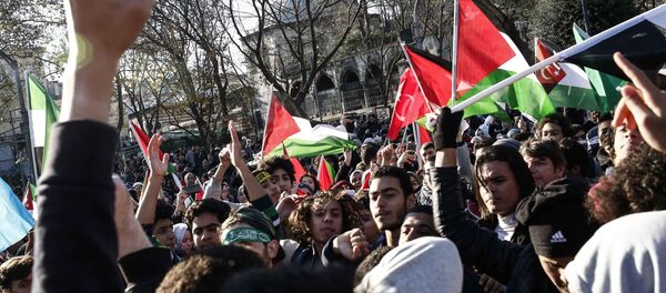 احتجاجات على قرار دونالد ترامب بشأن القدس في تركيا ديسمبر/ كانون الأول 2017 - سبوتنيك عربي