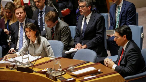 نيكي هيلي في جلسة مجلس الأمن الطارئة حول القدس - سبوتنيك عربي