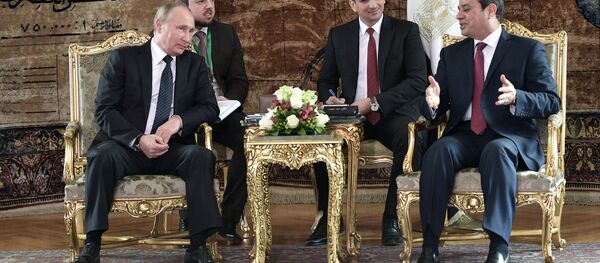 الرئيس الروسي فلاديمير بويتن والرئيس المصري عبدالفتاح السيسي في مصر، 11 ديسمبر/ كانون الأول 2017 - سبوتنيك عربي