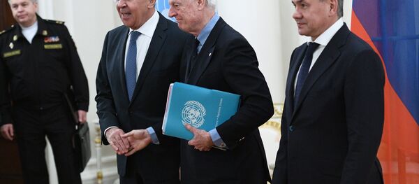 لقاء لافروف ودي ميستورا وشويغو في موسكو في 21 ديسمبر 2017 - سبوتنيك عربي