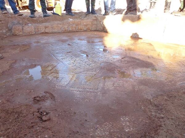 العثور على لوحات فسيفسائية تعود للعصر البيزنطي داخل موقع أثري ديني في ريف حماة الشرقي، سوريا العثور على لوحات فسيفسائية تعود للعصر البيزنطي داخل موقع أثري ديني في ريف حماة الشرقي، سوريا - سبوتنيك عربي