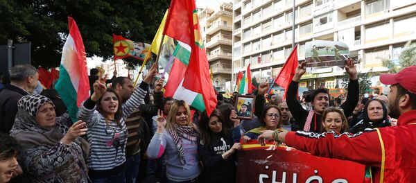 احتجاجات كردية ببيروت على عملية عفرين 22 يناير/ كانون الثاني 2018 - سبوتنيك عربي