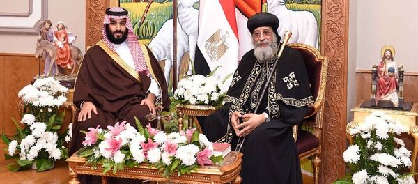 محمد بن سلمان خلال لقائه البابا تواضروس الثاني في الكاتدرائية - سبوتنيك عربي