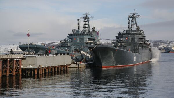عودة سفينة الإنزال ألكسندر أوتراكوفسكي إلى ميناء مدينة سيفرمورسك - سبوتنيك عربي