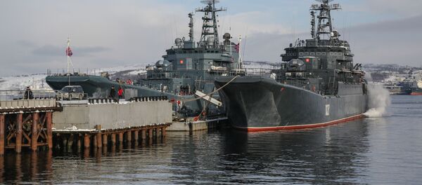 عودة سفينة الإنزال ألكسندر أوتراكوفسكي إلى ميناء مدينة سيفرمورسك - سبوتنيك عربي