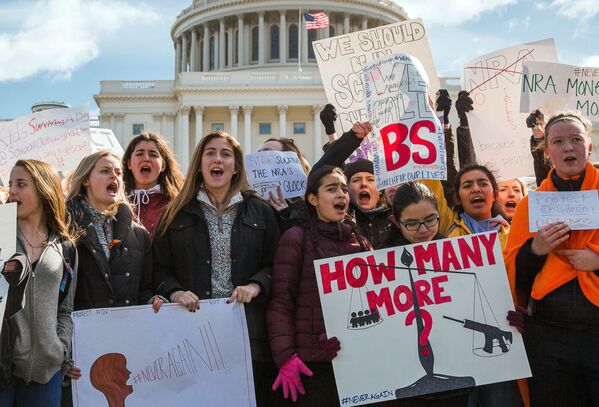 تظاهرة ضد حمل السلاح أمام مبنى كابيتول في واشنطن - سبوتنيك عربي