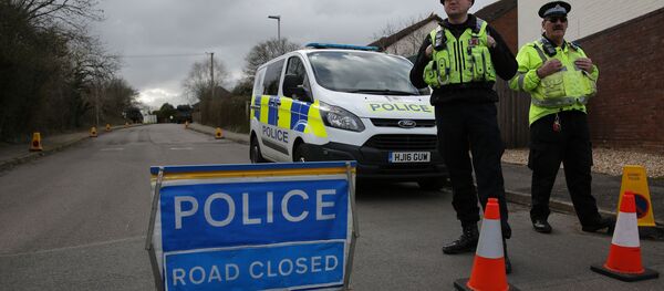 الشرطة في مدينة ساليسبري في المكان الذي تم فيه تسميم  سيرغي سكريبال - سبوتنيك عربي