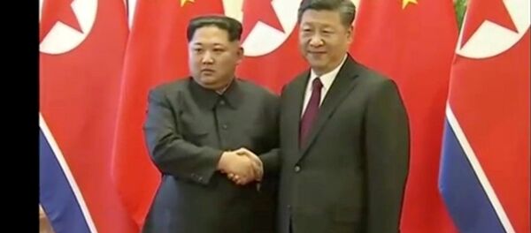 زعيم كوريا الشمالية كيم جونغ أون وزوجته في زيارة إلى الصين، 28 مارس/ آذار 2018 - سبوتنيك عربي