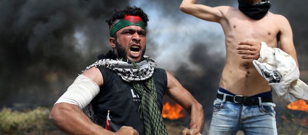 مسيرة العودة الكبرى على حدود قطاع غزة و إسرائيل، 2 أبريل/ نيسان 2018 - سبوتنيك عربي