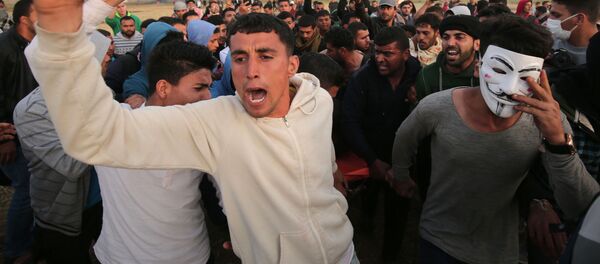 مسيرة العودة الكبرى على حدود قطاع غزة و إسرائيل، 2 أبريل/ نيسان 2018 - سبوتنيك عربي