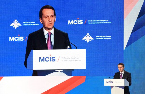 مدير الإستخبارات الروسية سيرغي ناريشكين في مؤتمر الأمن الدولي مدير الإستخبارات الروسية سيرغي ناريشكين في مؤتمر الأمن الدولي - سبوتنيك عربي