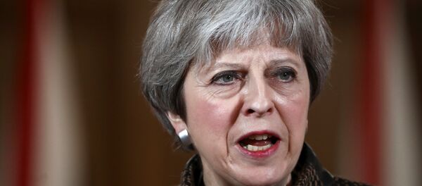 التحالف الثلاثي - مؤتمر صحفي لـ رئيسة الوزراء البريطانية تيريزا ماي حول سوريا، لندن 14  أبريل/ نيسان 2018 - سبوتنيك عربي