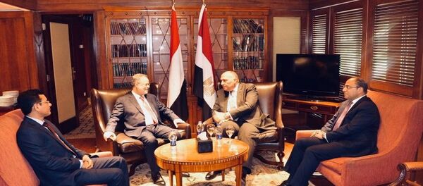 وزير الخارجية المصري سامح شكري مع نظيره اليمني عبد الملك المخلافي - سبوتنيك عربي