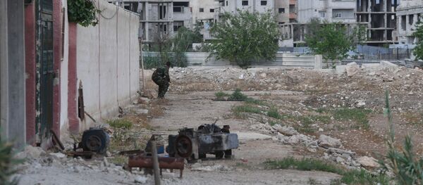 الوضع في سوريا -الجيش السوري في مخيم يرموك للاجئين الفلسطينيين في ضواحي العاصمة دمشق، سوريا - سبوتنيك عربي