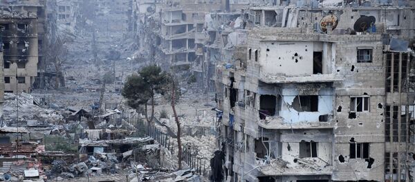 الوضع في مخيم اليرموك للاجئين الفلسطينيين في ريف دمشق، سوريا - سبوتنيك عربي