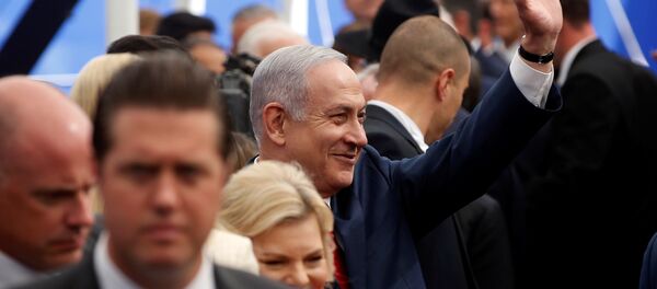 رئيس الوزراء الإسرائيلي بنيامين نتنياهو في مراسم افتتاح السفارة الأمريكية الجديدة في القدس، 14 مايو/ أيار 2018 - سبوتنيك عربي