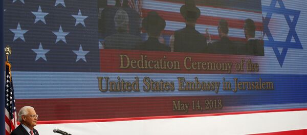  السفير الأمريكي إلى إسرائيل ديفيد فريدمان خلال حفل افتتاح السفارة الأمريكية الجديدة في القدس، الضفة الغربية 14 مايو/ أيار 2018 - سبوتنيك عربي