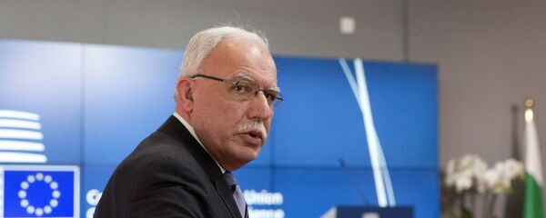 وزير الخارجية الفلسطيني رياض المالكي خلال مؤتمر صحفي في بروكسل ، 26 فبراير/ شباط 2018 - سبوتنيك عربي