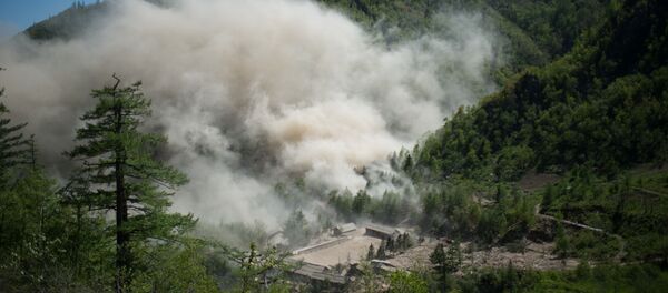 القضاء على موقع التجارب النووية في بيونغ يانغ في بيونغيري في جمهورية كوريا الشعبية الديمقراطية (كوريا الشمالية) - سبوتنيك عربي