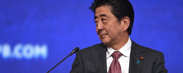 الجلسة العامة لمنتدى سان بطرسبورغ لكل من الرئيس الروسي فلاديمير بوتين والرئيس الفرنسي إيمانويل ماكرون ورئيس الوزراء الياباني شينزو آبي، بالاضافة إلى المديرة التنفيذية لصندوق النقد الدولي كرستين لاغارد، 25 مايو/ أيار 2018 - سبوتنيك عربي