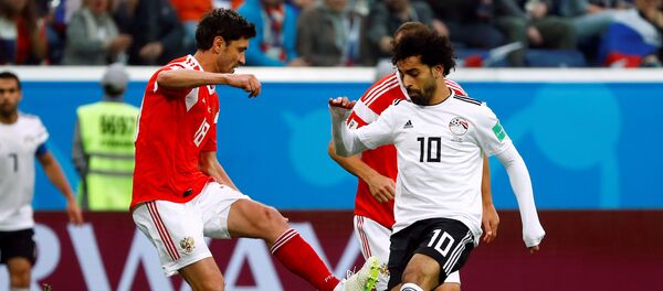 مباراة المنتخب المصري أمام نظيره الروسي، كأس العالم 2018، 19يونيو/حزيران 2018 - سبوتنيك عربي