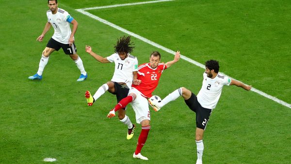 مباراة المنتخب المصري أمام نظيره الروسي، كأس العالم 2018، 19يونيو/حزيران 2018 مباراة المنتخب المصري أمام نظيره الروسي، كأس العالم 2018، 19يونيو/حزيران 2018 - سبوتنيك عربي
