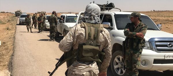 قوات الجيش السوري في محافظة درعا، على الحدود السورية الأردنية، سوريا، الأردن - سبوتنيك عربي