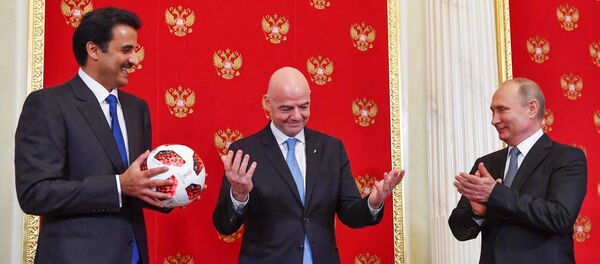 تميم بن حمد وفلاديمير بوتين - سبوتنيك عربي