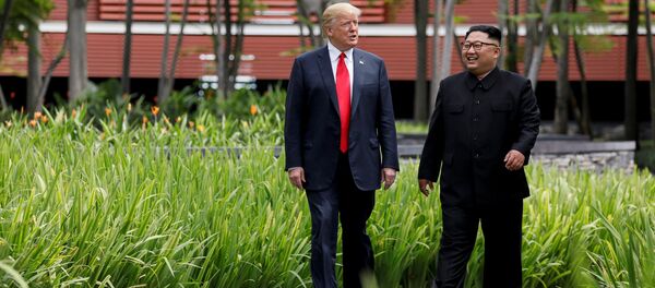 زعيم كوريا الشمالية، كيم جونغ أون، الرئيس الأمريكي، دونالد ترامب - سبوتنيك عربي
