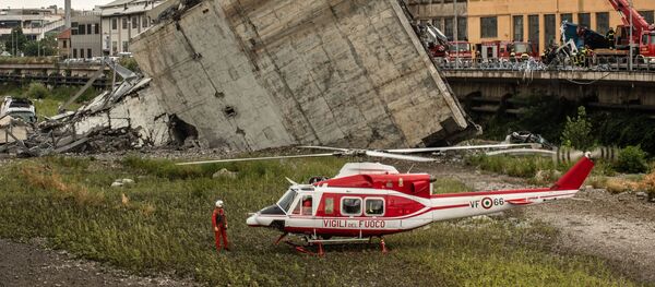 موقع انهيار جسر موراندي في جنوة، إيطاليا - سبوتنيك عربي