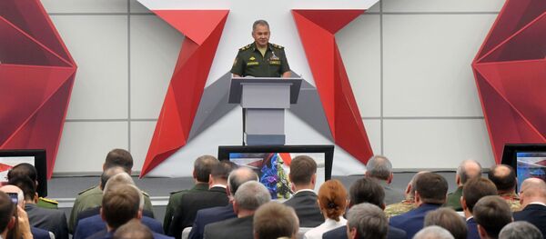 وزيرالدفاع الروسي سيرغي شويغو خلال افتتاح منتدى آرميا 2018 (الجيش 2018 العسكري الدولي الرابع في كوبينكا بضواحي موسكو  - سبوتنيك عربي