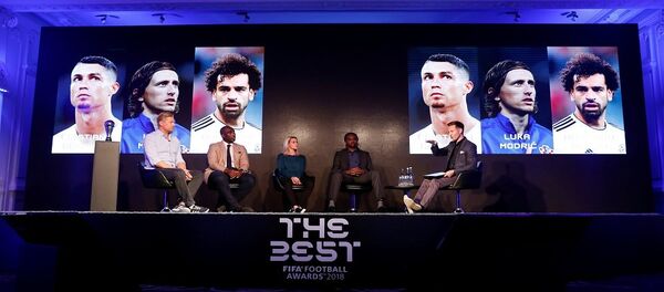 البرتغالي كريستيانو رونالدو والكرواتي لوكا مودريتش والمصري محمد صلاح - سبوتنيك عربي