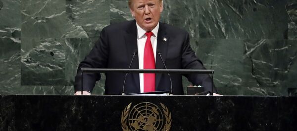 الرئيس الأمريكي دونالد ترامب خلال الخطاب أمام جمعية الأمم المتحدة، نيويورك 25 سبتمبر/ أيلول 2018 - سبوتنيك عربي