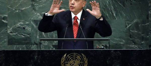 الرئيس التركي رجب طيب أردوغان أثناء الخطاب أمام جمعية الأمم المتحدة، نيويورك 25 سبتمبر/ أيلول 2018 الرئيس التركي رجب طيب أردوغان أثناء الخطاب أمام جمعية الأمم المتحدة، نيويورك 25 سبتمبر/ أيلول 2018 - سبوتنيك عربي