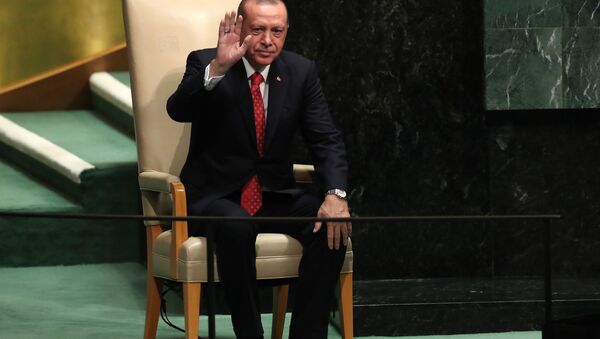 الرئيس التركي رجب طيب أردوغان أمام جمعية الأمم المتحدة، نيويورك 25 سبتمبر/ أيلول 2018 - سبوتنيك عربي