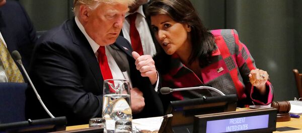 الرئيس الأمريكي دونالد ترامب ومندوبة الولايات المتحدة في الأمم المتحدة نيكي هايلي الرئيس الأمريكي دونالد ترامب ومندوبة الولايات المتحدة في الأمم المتحدة نيكي هايلي - سبوتنيك عربي