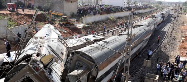 انقلاب قطار بين العاصمة الرباط ومدينة القنيطرة شمالا، المغرب 16 أكتوبر/ تشرين الأول 2018 - سبوتنيك عربي