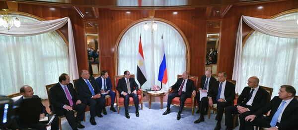 الرئيس الروسي فلاديمير بوتين يلتقي مع نظيره المصري عبدالفتاح السيسي في سوتشي، 17 أكتوبر/ تشرين الأول 2018 الرئيس الروسي فلاديمير بوتين يلتقي مع نظيره المصري عبدالفتاح السيسي في سوتشي، 17 أكتوبر/ تشرين الأول 2018 - سبوتنيك عربي