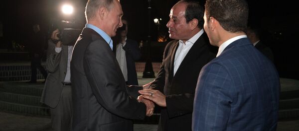 الرئيس الروسي فلاديمير بوتين يلتقي مع نظيره المصري عبدالفتاح السيسي في سوتشي، 16 أكتوبر/ تشرين الأول 2018 - سبوتنيك عربي